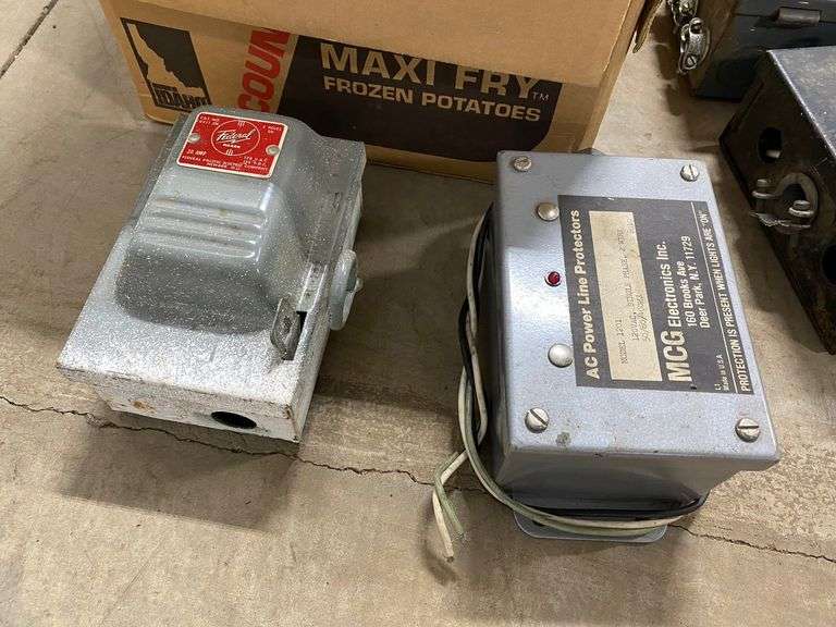 (7) Electrical fuse boxes and fuses; (1) Powerline protector; (1) Water