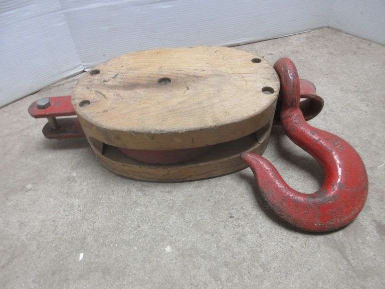 (2) Very large Crosby block and tackle/pulleys with hooks, 28"L overall
