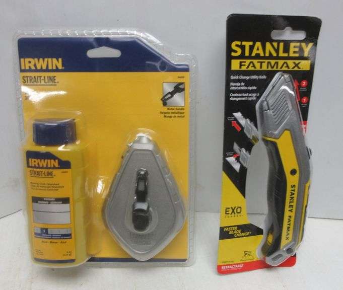 Stanley Fatmax Quick Change utility knife; Irwin Starlight line chalk