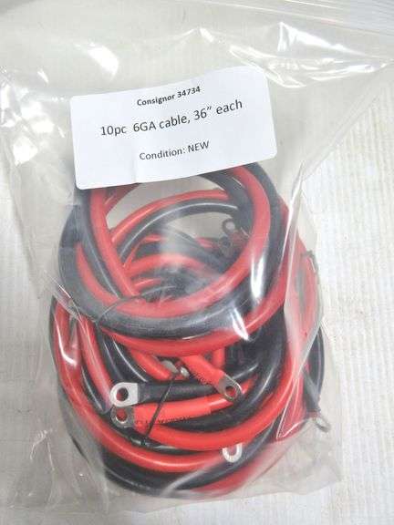 10-Piece 6GA cable, 36" each, new - Albrecht Auction Service