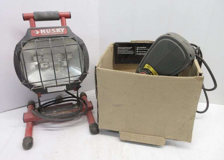 Husky halogen work light, Wagner airless sprayer Albrecht Auction Service