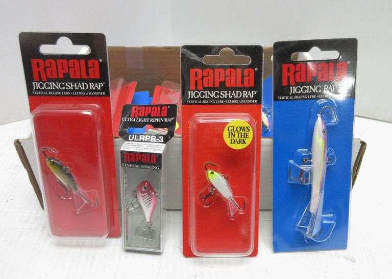 Rapala ice fishing items, includes (4) Jigging Shad, (4) Slab, (4