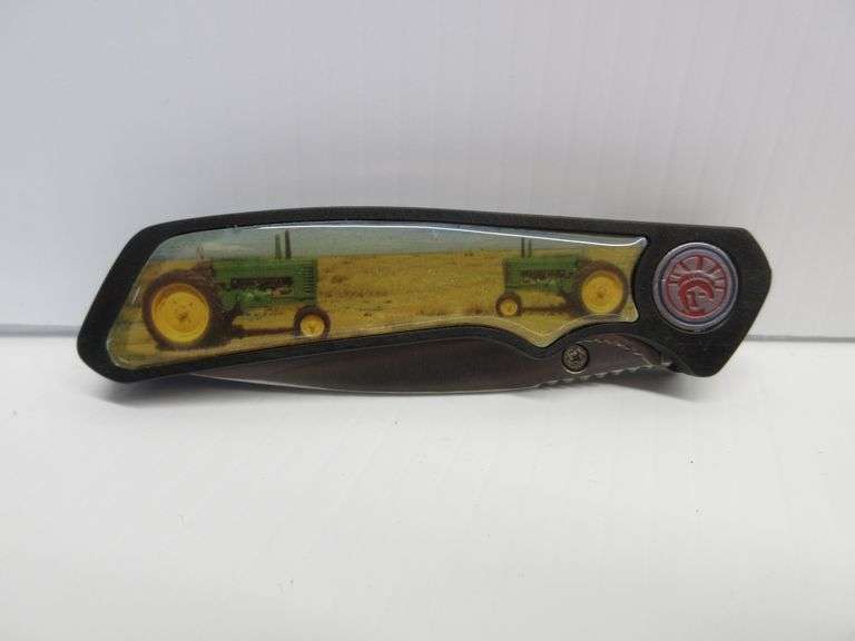 John Deere pocket knife, 3 1/2"L, closed; Hunting themed pocket watch