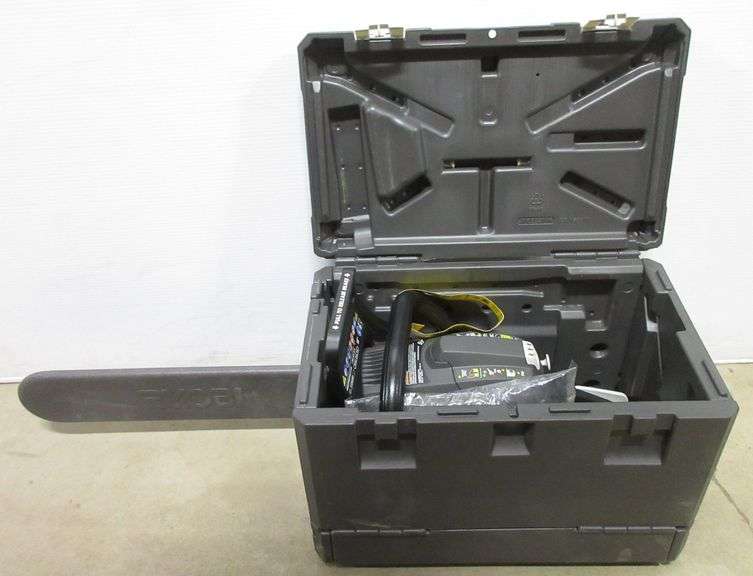 RYOBI 18" chainsaw and case, 38cc, needs spark plug Albrecht Auction