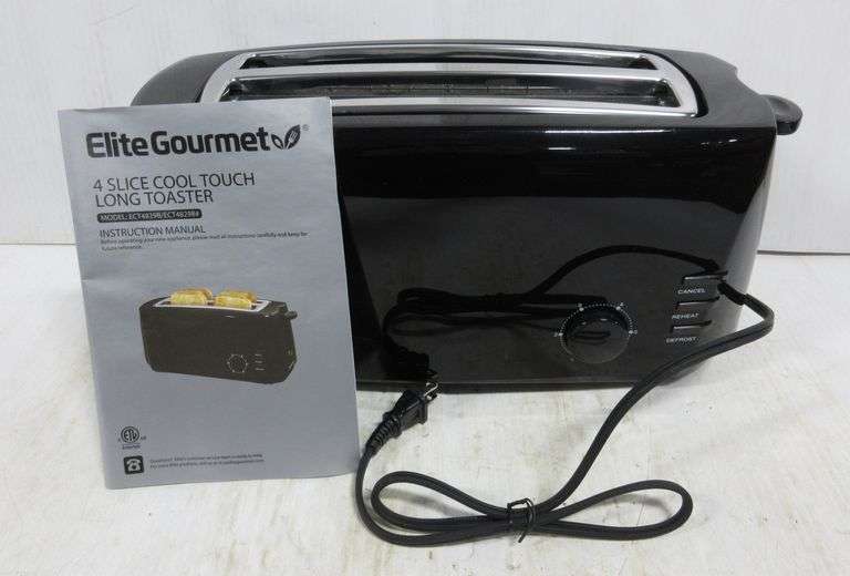 Elite Gourmet long slot 4slice toaster, reheat six toast settings