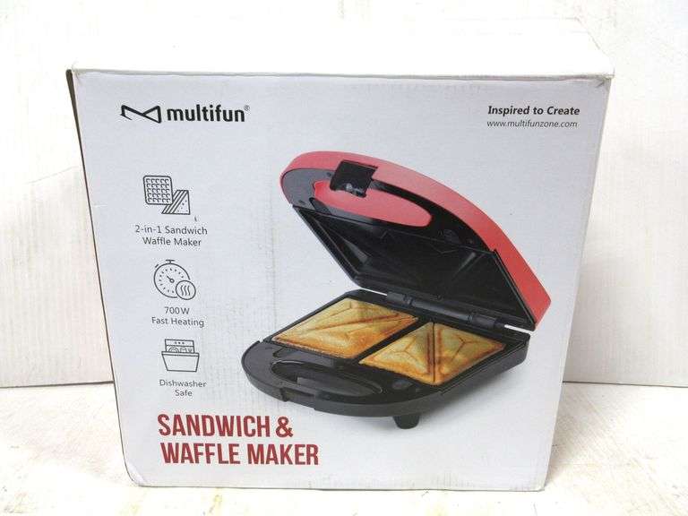Sandwich and waffle maker, 2in1 with removable nonstick plates, LED