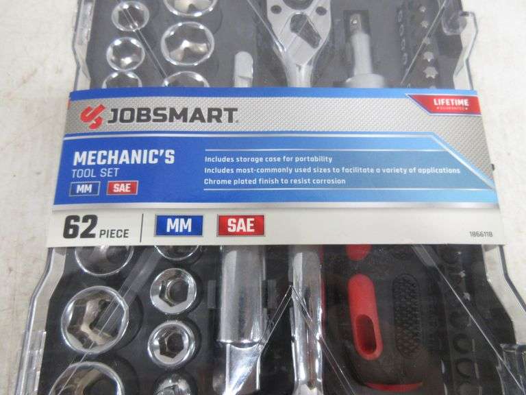 Jobsmart, Mechanics 62piece tool set, mm and SAE, new Albrecht