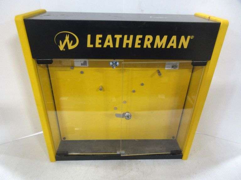 Leatherman display case, has to hold knives, yellow and black
