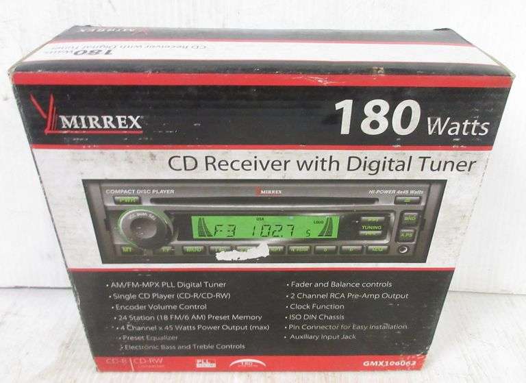 Mirrex 180W auto CD receiver with digital AM/FM tuner, NIB Albrecht