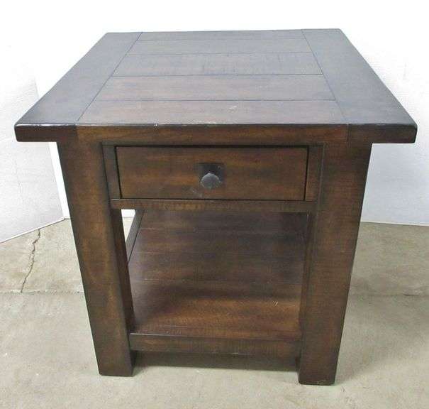 Pottery Barn end table, 24"W x 24"D x 24"H, some rubs, heavy Albrecht