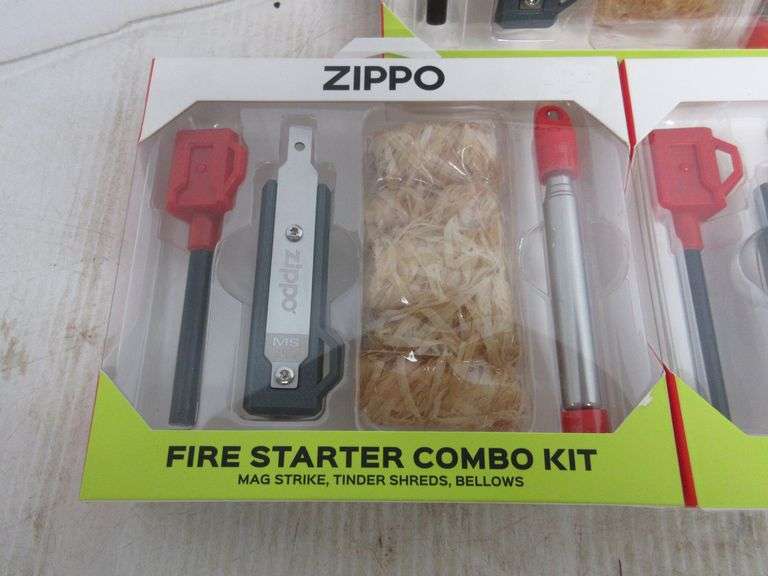 (3) Zippo Fire starter combo kits, each kit has a mag strike, tinder