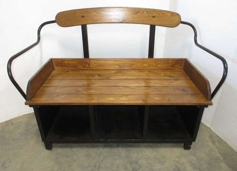Buckboard Bench, 19 1/2"D x 46 1/2"L x 34"H, refinished, in excellent