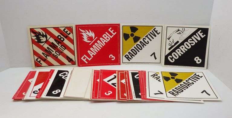 (40) Hazard Placards/Signs, include: "Warning", "Flammable", "Corrosive ...