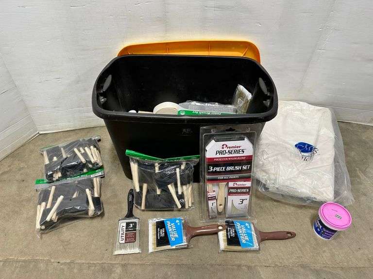 Unopened Kilz primer, unopened paint, and paint supplies, include Drop