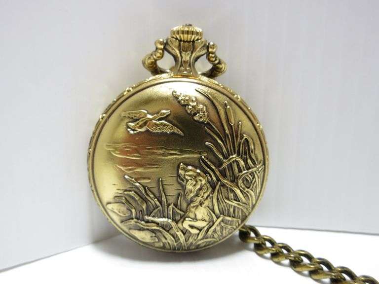 Pencron pocket watch with knife in box, 3 1/4"L closed, works fine