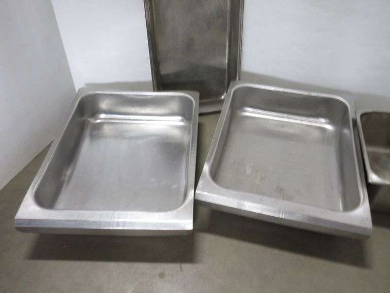 (6) Commercial kitchen pans, up to 16 1/2"W x 22"D x 5"H Albrecht Auction Service