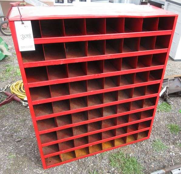 Bolt Bin, 36"W x 12"D x 42"H, 72holes bens, in good condition