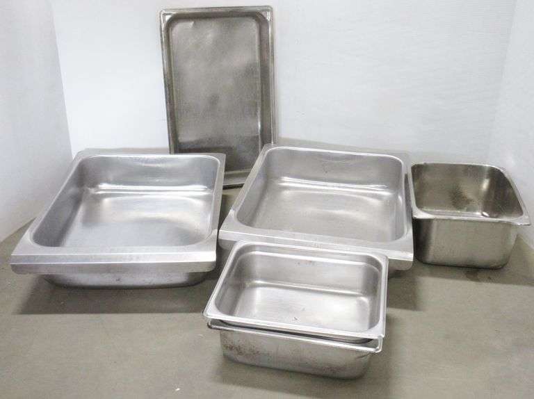 (6) Commercial kitchen pans, up to 16 1/2"W x 22"D x 5"H Albrecht