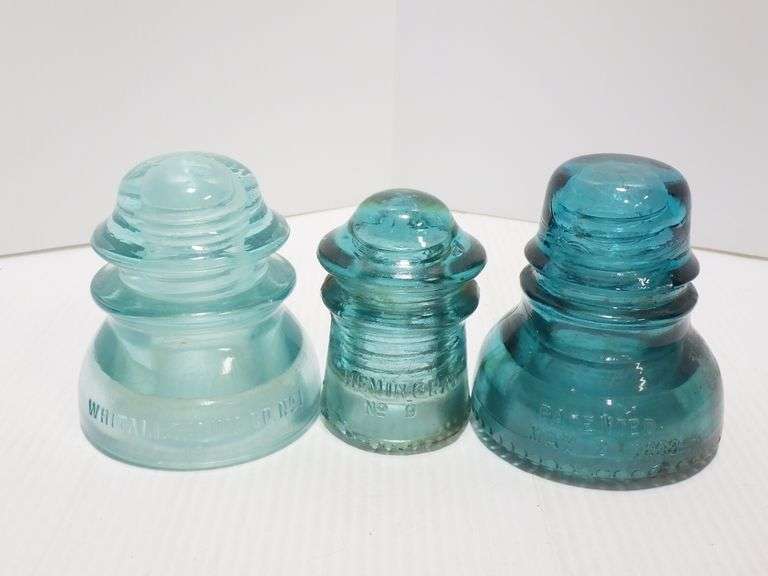 (3) Blue glass insulators, all 4"H Albrecht Auction Service
