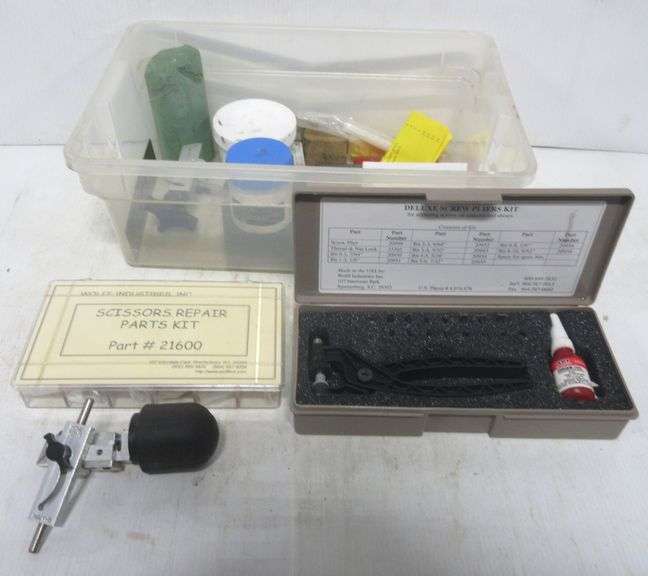 Wolff scissor and knife repair and sharpening, many tools/parts
