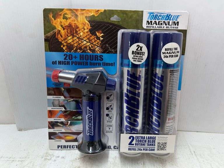 Butane torch auto light, 2,300 degrees, extra butane to fill torch 48