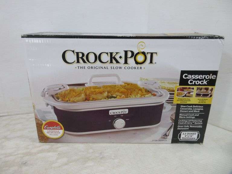 Casserole crockpot,, the original slow cooker, 3 x5Quart, 9x13 stoneware, comes with Campbell