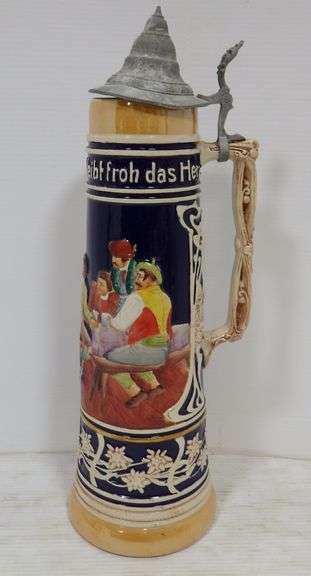 Gerz German Beer Stein With Lid Bei Tanz Und Scherz Bleibt Froh Das gerz-german-beer-stein-with-lid-bei-tanz-und-scherz-bleibt-froh-das