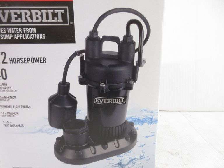 Everbilt submersible sump pump, 1/2 HP, new Albrecht Auction Service