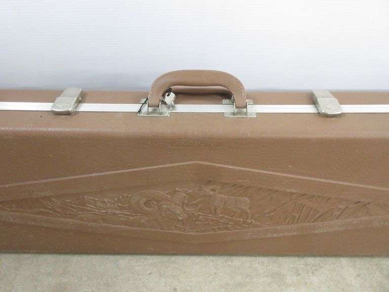 Gun case with set of keys, brown, gun guard mfg., 52" x 13 1/4" x 4 1/2