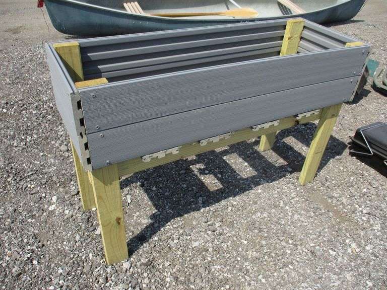 Raised garden bed box, new, made from 1" thick trex deck boards on the