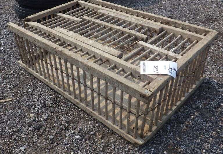 Old wood chicken crate with door and solid floor, 35" x 11" x 24", WL