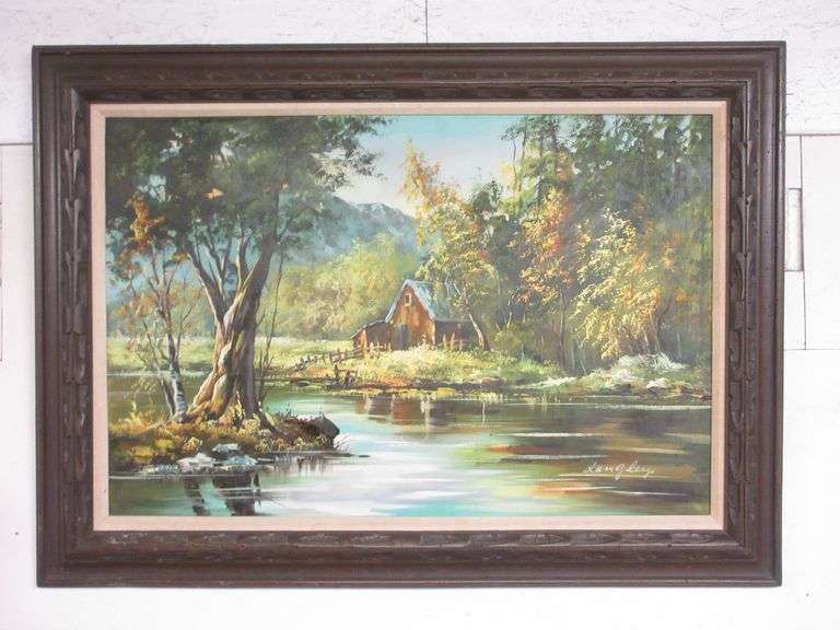 Langley Painting, 44" x 32", in good condition Albrecht Auction Service
