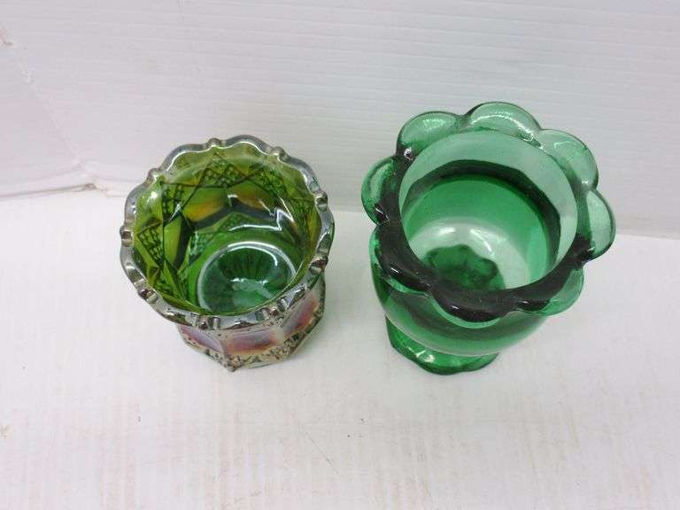 (9) Toothpick Holders, includes Fenton hobnail milk glass; LE Smith