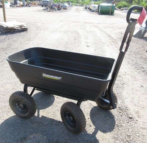 Yardworks utility poly dump cart, model YRD63, 23"W x 42"L, great