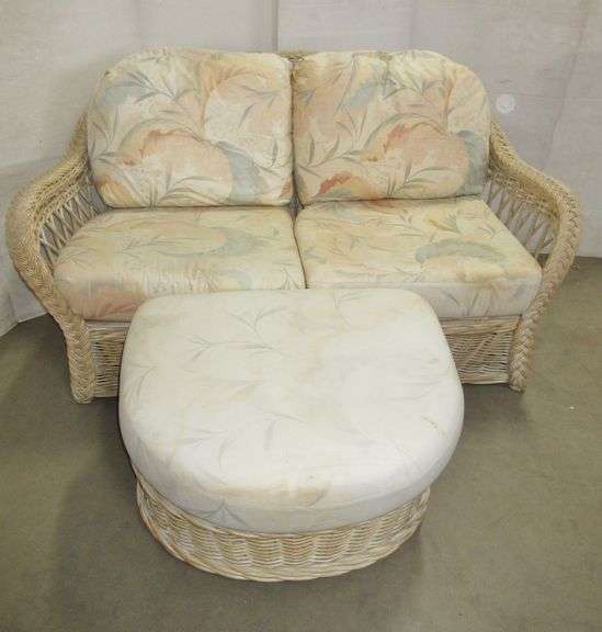 Pier1 loveseat and footstool, Loveseat 62"W, cushions need cleaning