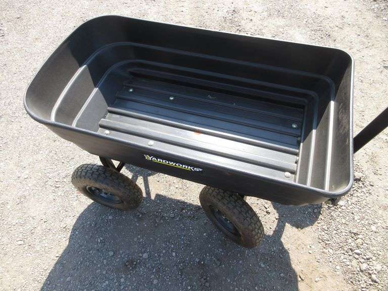 Yardworks utility poly dump cart, model YRD63, 23"W x 42"L, great
