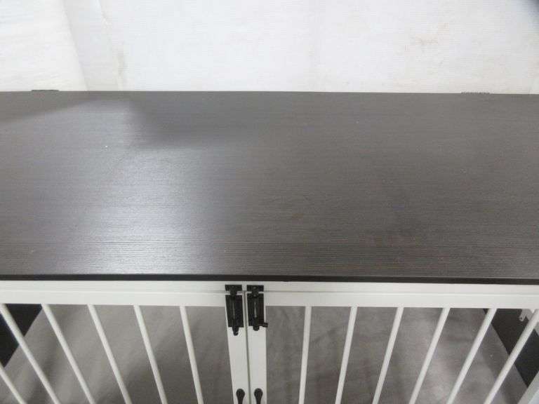 Frisco "Roma" dog crate credenza, matte espresso, made out of metal and wood, 65" x 28.7" x 32