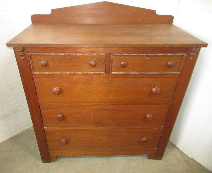 Antique fivedrawer dresser with square nails, 42"W x 18"D x 41"H