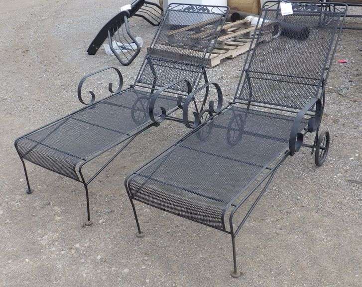 (2) Wrought iron chaise lounge chairs, bought at Menards four years ago
