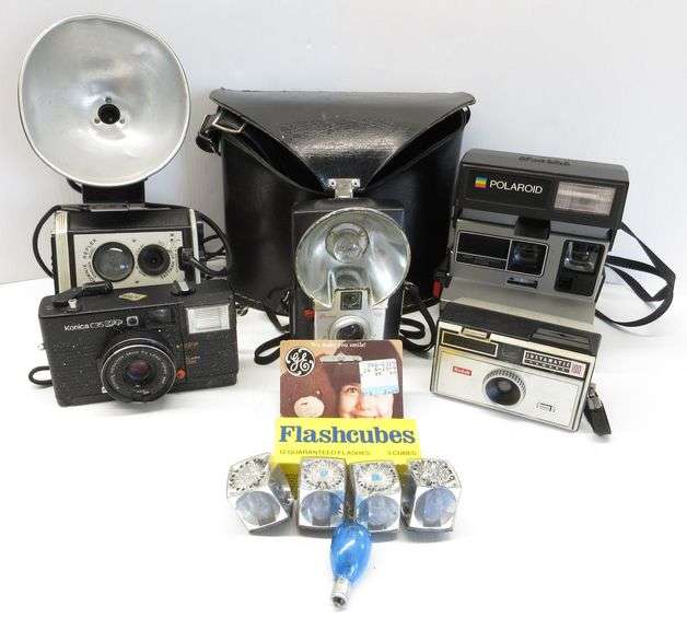 Older cameras, include Brownie StarFlash camera, Brownie Reflex