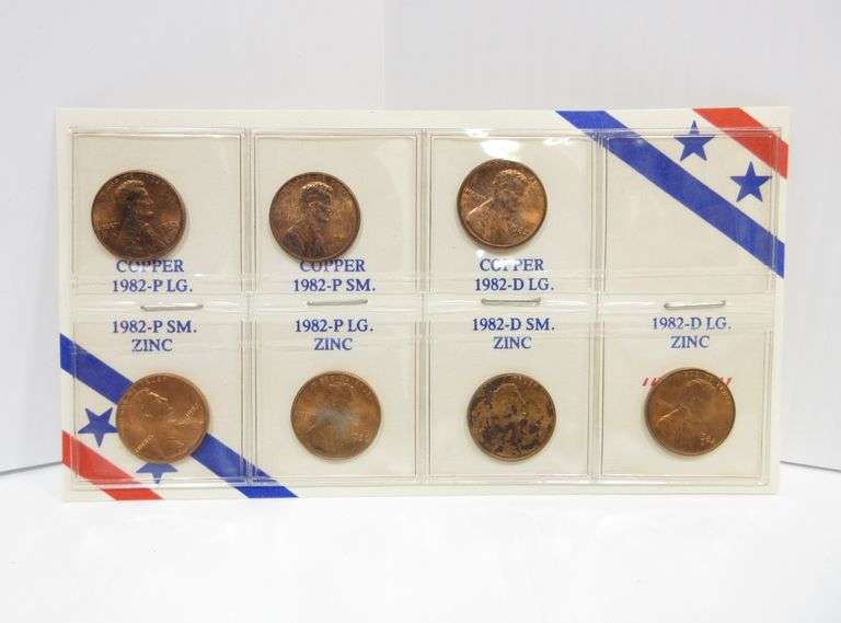 1982 Copper and zinc penny set Albrecht Auction Service