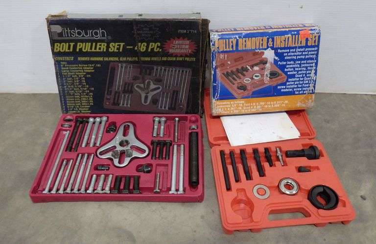 Bolt puller set and a pulley remover and installer set for automotive