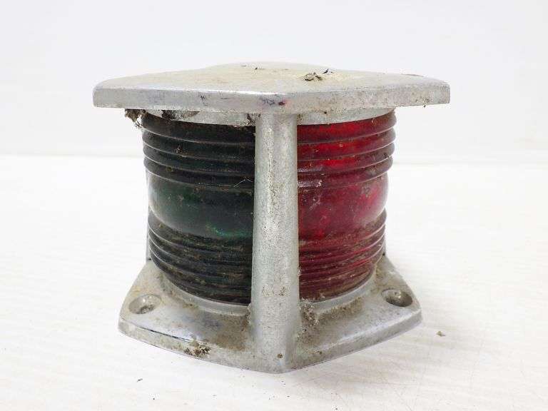 Old boat light for the bow, 3 3/4"W x 7"L x 3"H, red and green in color
