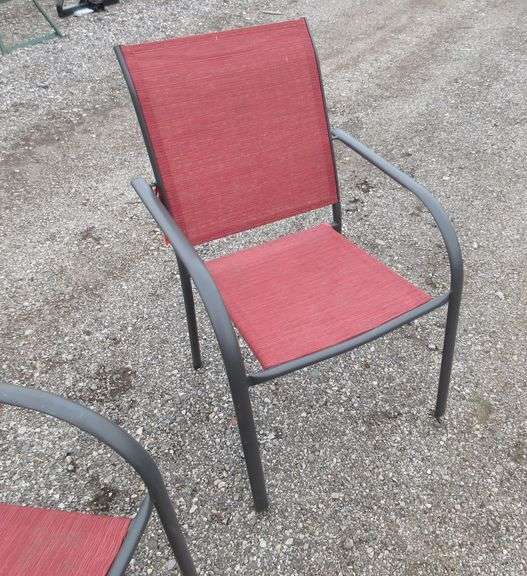 (2) Matching red patio chairs, good Albrecht Auction Service