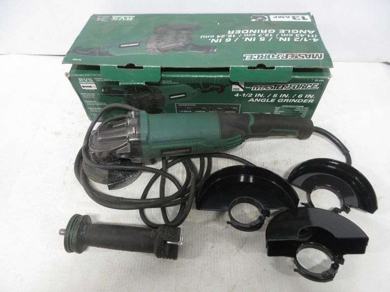 Masterforce 4 1/2"/5"/6" angle grinder with (4) grinding guards, anti