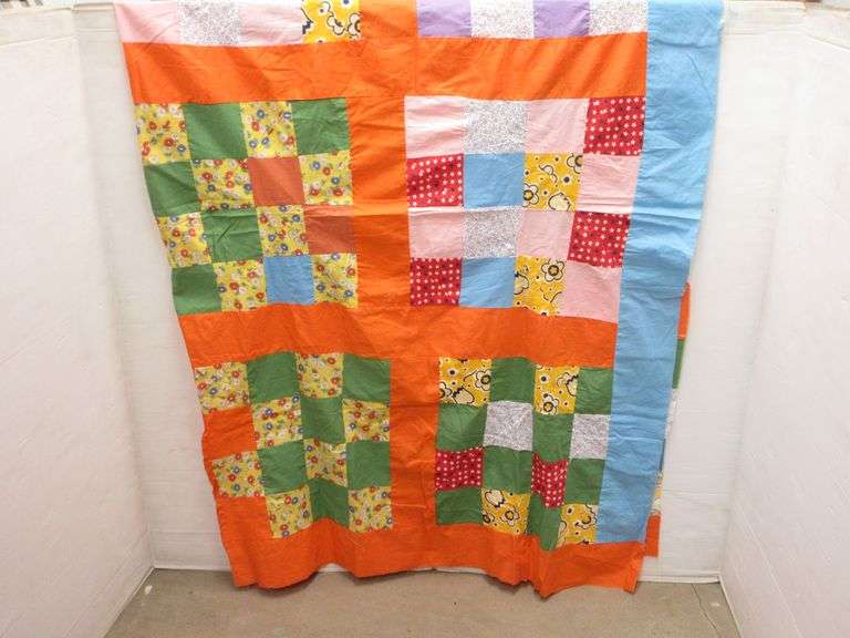 Quilt top, hand stitched, 66" x 81", very old Albrecht Auction Service