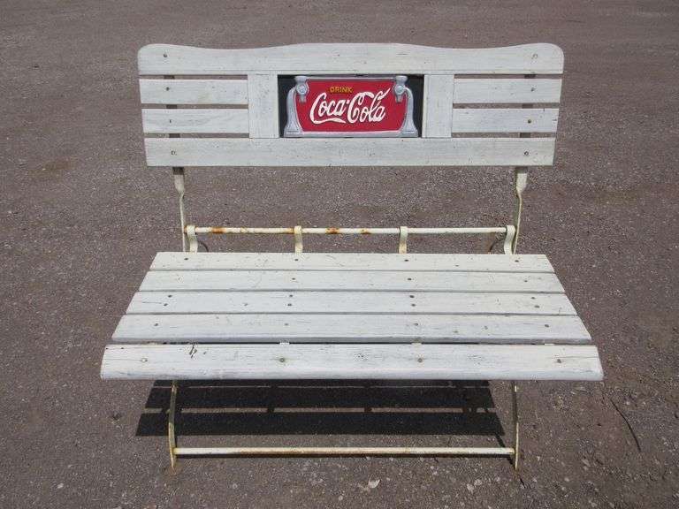 CocaCola Coke Outdoor Bench, wood and metal, folds up for easy storage
