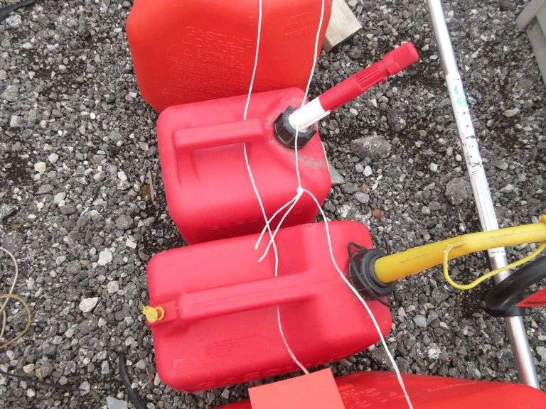 (4) Gas cans, includes Two 5Gallon, 2Gallon, and 2.5Gallon