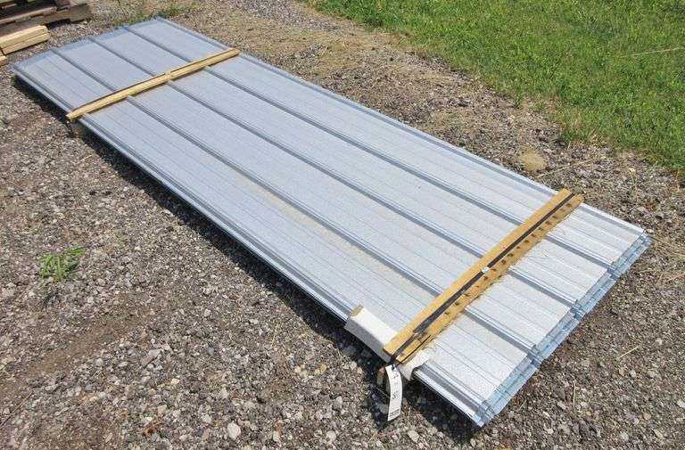 (2) Pieces of galvalume pole barn steel, 3' x 10'; (22) Pieces of