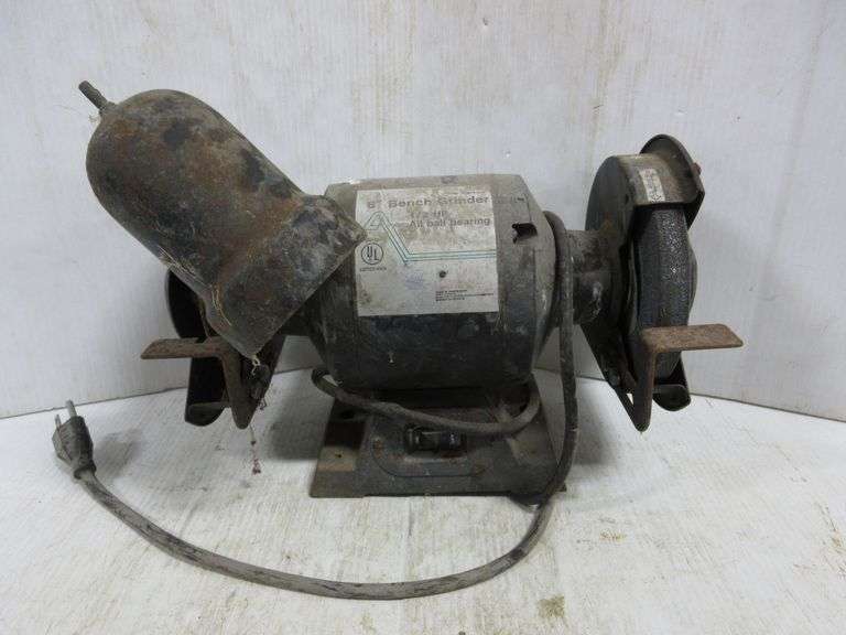 6" Bench grinder, 1/2 HP all ball bearings, very dirty Albrecht